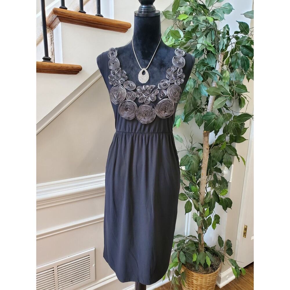 NIC & DOM Womens Black Polyester Sleeveless Scoop Neck Knee Length Dress Size 2X